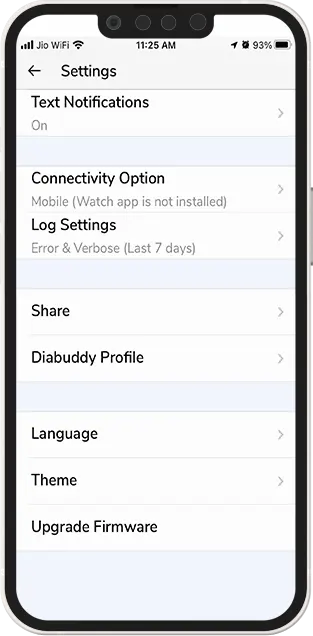 settings Home Screen My Glucose